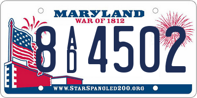 MD license plate 8AD4502
