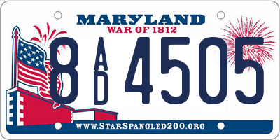 MD license plate 8AD4505
