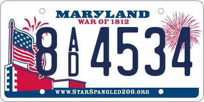 MD license plate 8AD4534