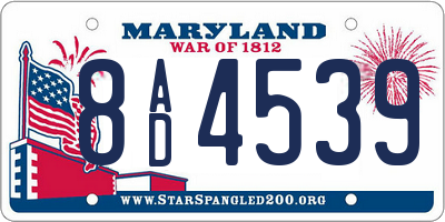 MD license plate 8AD4539