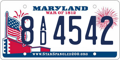 MD license plate 8AD4542