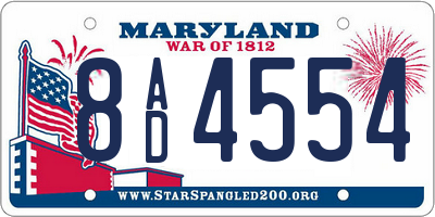 MD license plate 8AD4554