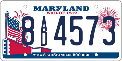 MD license plate 8AD4573