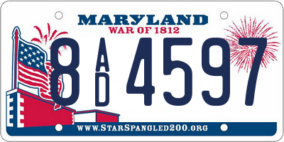 MD license plate 8AD4597