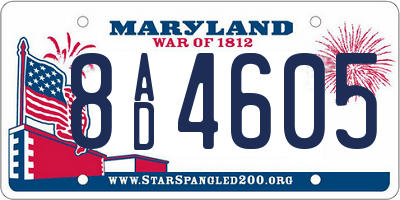 MD license plate 8AD4605