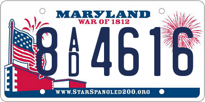 MD license plate 8AD4616