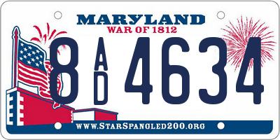 MD license plate 8AD4634
