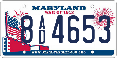 MD license plate 8AD4653