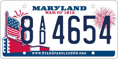 MD license plate 8AD4654