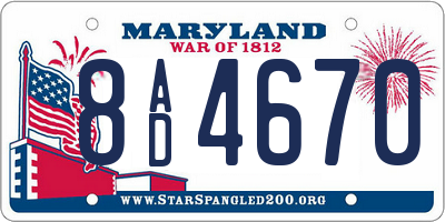 MD license plate 8AD4670