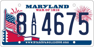 MD license plate 8AD4675