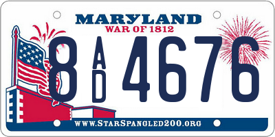 MD license plate 8AD4676