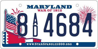 MD license plate 8AD4684