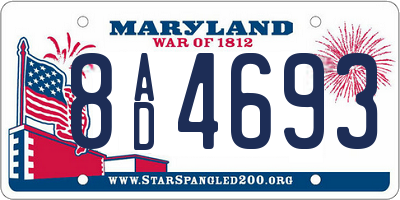MD license plate 8AD4693