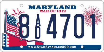 MD license plate 8AD4701