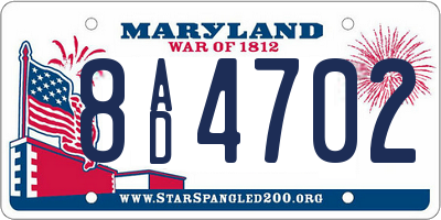 MD license plate 8AD4702