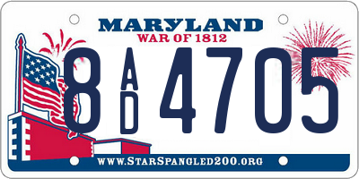 MD license plate 8AD4705
