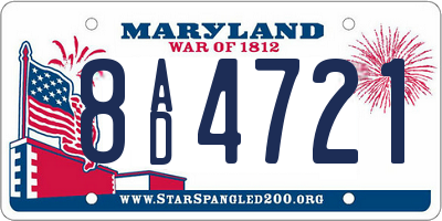 MD license plate 8AD4721
