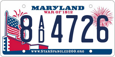 MD license plate 8AD4726