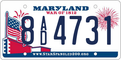 MD license plate 8AD4731
