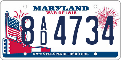 MD license plate 8AD4734