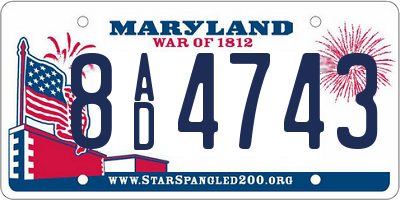 MD license plate 8AD4743