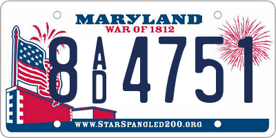MD license plate 8AD4751