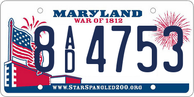 MD license plate 8AD4753