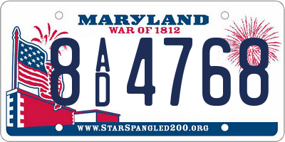 MD license plate 8AD4768