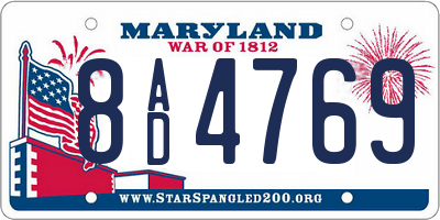 MD license plate 8AD4769