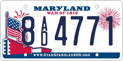 MD license plate 8AD4771
