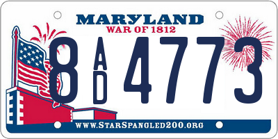 MD license plate 8AD4773