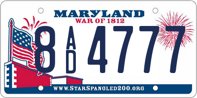 MD license plate 8AD4777