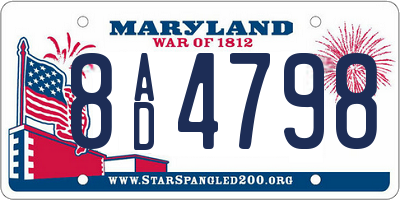 MD license plate 8AD4798