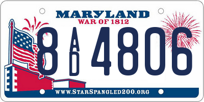 MD license plate 8AD4806