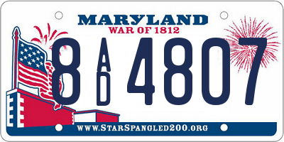 MD license plate 8AD4807