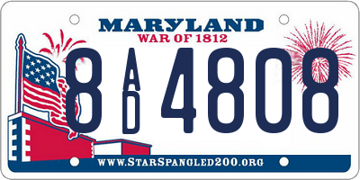 MD license plate 8AD4808