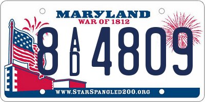 MD license plate 8AD4809
