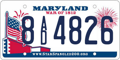 MD license plate 8AD4826