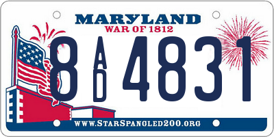 MD license plate 8AD4831
