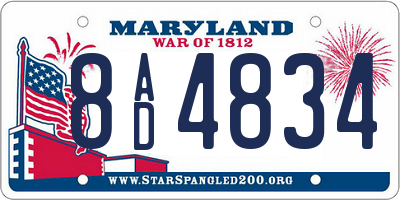 MD license plate 8AD4834