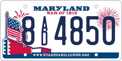 MD license plate 8AD4850