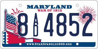 MD license plate 8AD4852