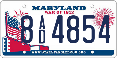 MD license plate 8AD4854