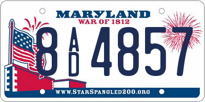 MD license plate 8AD4857