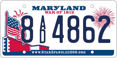 MD license plate 8AD4862