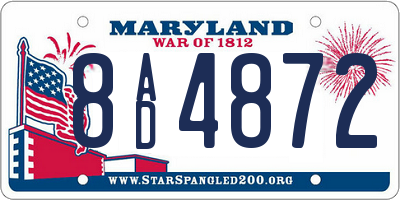 MD license plate 8AD4872