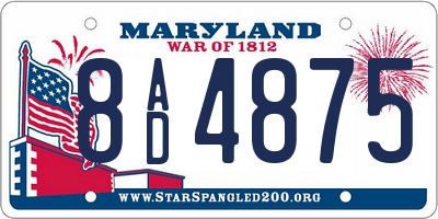 MD license plate 8AD4875