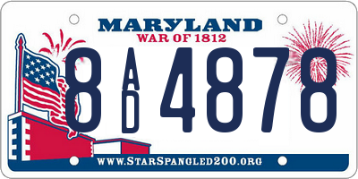MD license plate 8AD4878