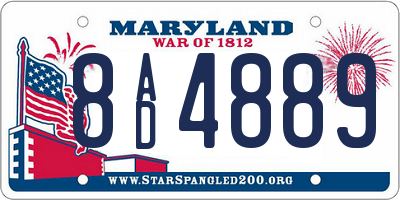 MD license plate 8AD4889